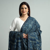 Blue - Akola Block Printed Cotton Zari Border Dupatta 52