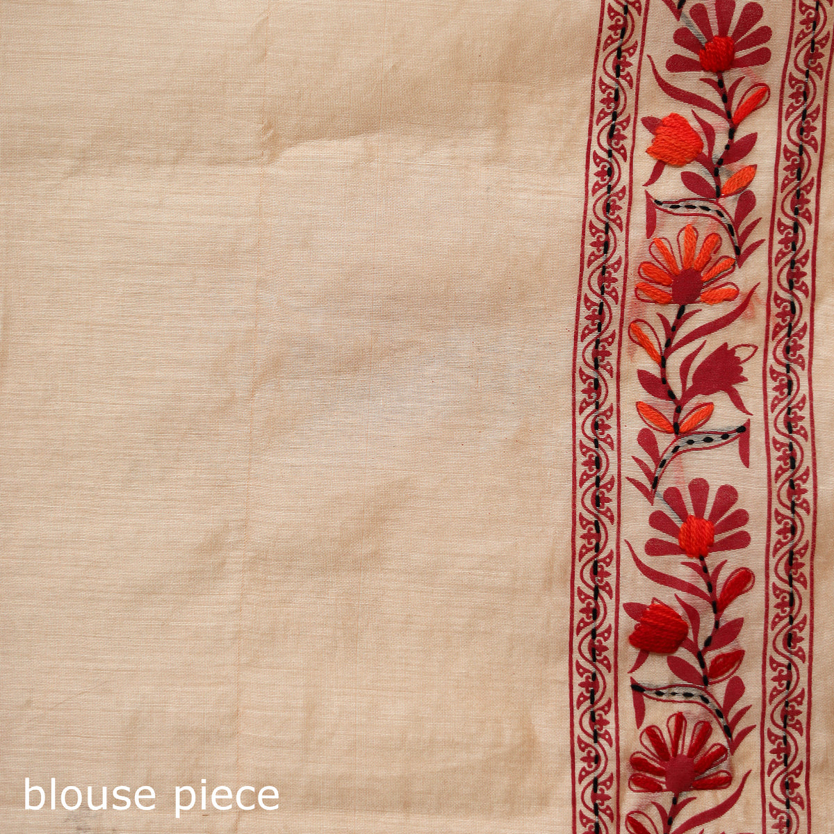 Peach - Phulkari Hand Embroidery Chapa Work Chanderi Silk Saree 06