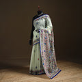 Green - Phulkari Hand Embroidery Chapa Work Chanderi Silk Saree 07
