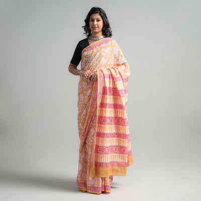 Sanganeri Block Printed Mul Cotton Saree