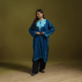 Pink - Handwoven Aari Hand Embroidered Kashmiri Merino Wool Pheran 35