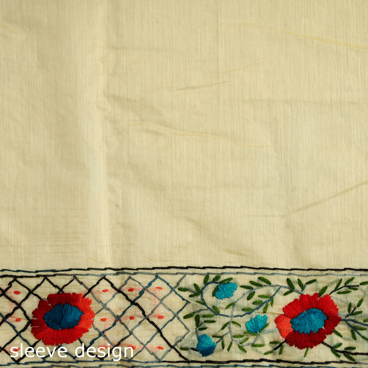 Yellow - Phulkari Hand Embroidery Chapa Work Chanderi Silk Saree 08