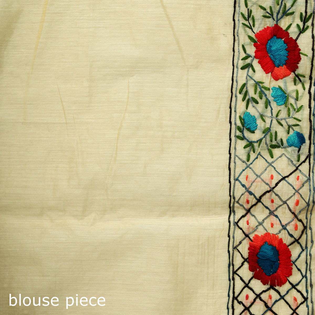 Yellow - Phulkari Hand Embroidery Chapa Work Chanderi Silk Saree 08