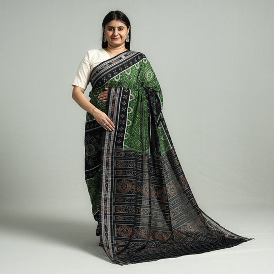Black - Sambalpuri Double Ikat Weave Handloom Cotton Saree