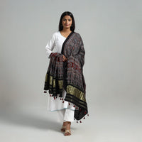 Black - Modal Silk Block Print Ajrakh Dupatta 03