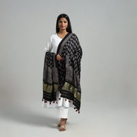 Black - Modal Silk Block Print Ajrakh Dupatta 01