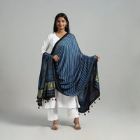 Blue - Modal Silk Block Print Ajrakh Dupatta 02