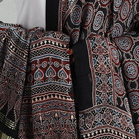 Black - Modal Silk Block Print Ajrakh Dupatta 04