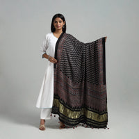 Black - Modal Silk Block Print Ajrakh Dupatta 06