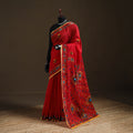 Red - Phulkari Hand Embroidery Chapa Work Chanderi Silk Saree 12
