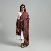 Red - Modal Silk Block Print Ajrakh Dupatta 07