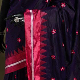 Blue - flower buta mercerized cotton ilkal saree 17