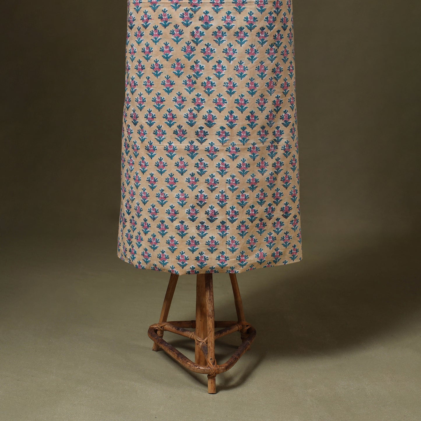 Beige - 3pc cotton sanganeri unstitched dress material 04