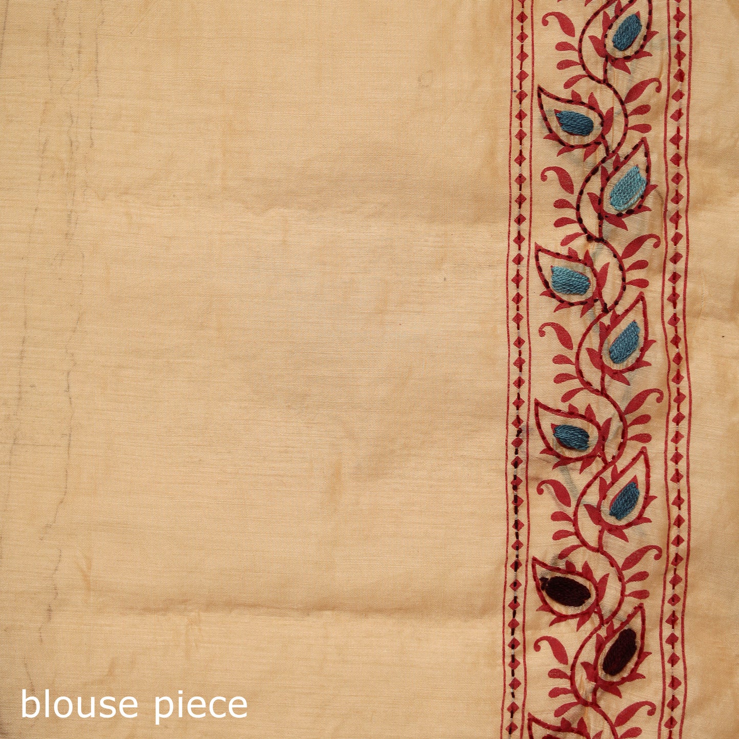 Peach - Phulkari Hand Embroidery Chapa Work Chanderi Silk Saree 15