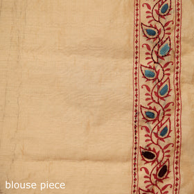 Peach - Phulkari Hand Embroidery Chapa Work Chanderi Silk Saree 15