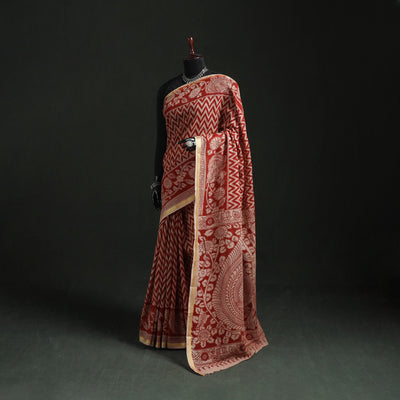 Kota Doria Cotton Printed Kalamkari Saree 04