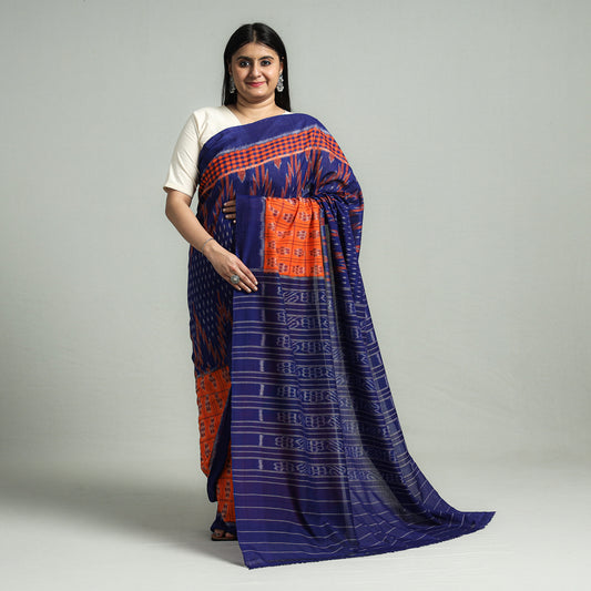 Blue - Sambalpuri Ikat Weave Handloom Cotton Saree
