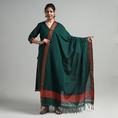 Green - Dharwad Cotton Kurta with Palazzo & Dupatta Set