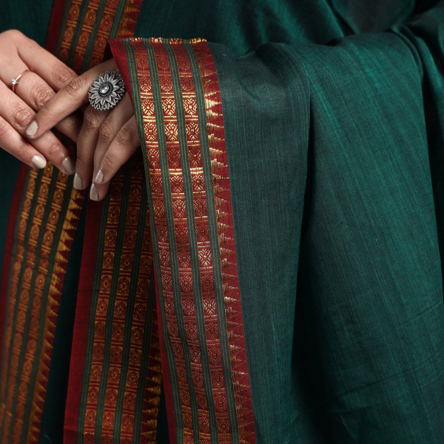 Green - Dharwad Cotton Kurta with Palazzo & Dupatta Set