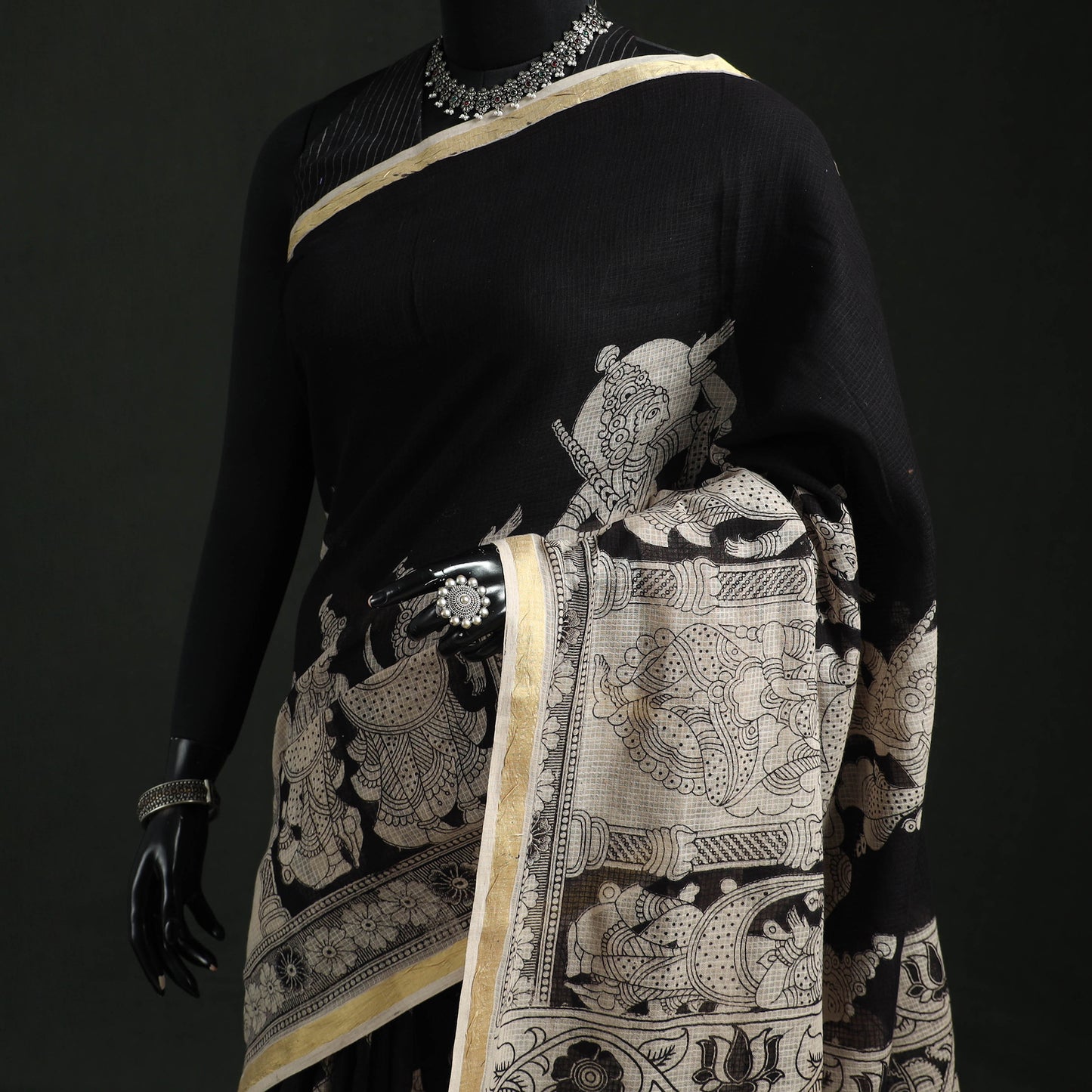 Kota Doria Cotton Printed Kalamkari Saree 01