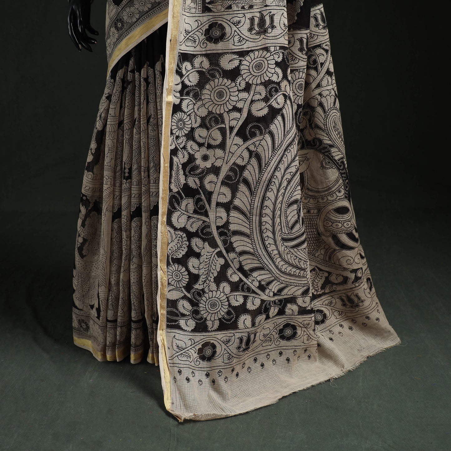 Kota Doria Cotton Printed Kalamkari Saree 01