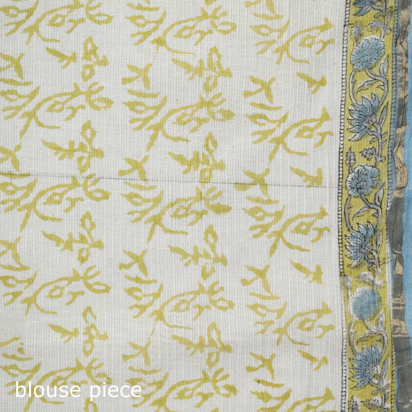 Blue - Sanganeri Hand Block Print Kota Doria Cotton Saree 04