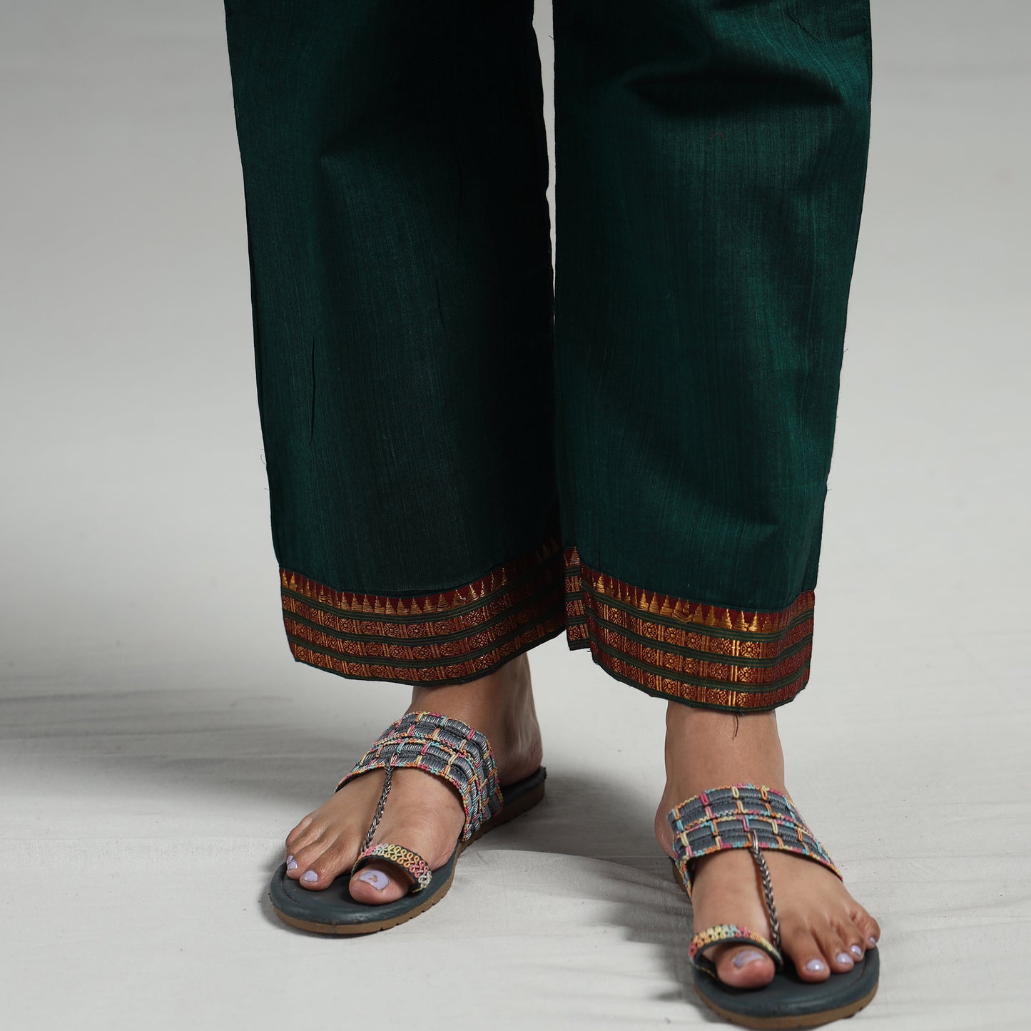 Green - Dharwad Cotton Kurta with Palazzo & Dupatta Set