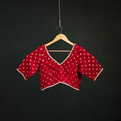 Bandhani Tie-Dye Cotton Readymade Blouse with Gota Work 01