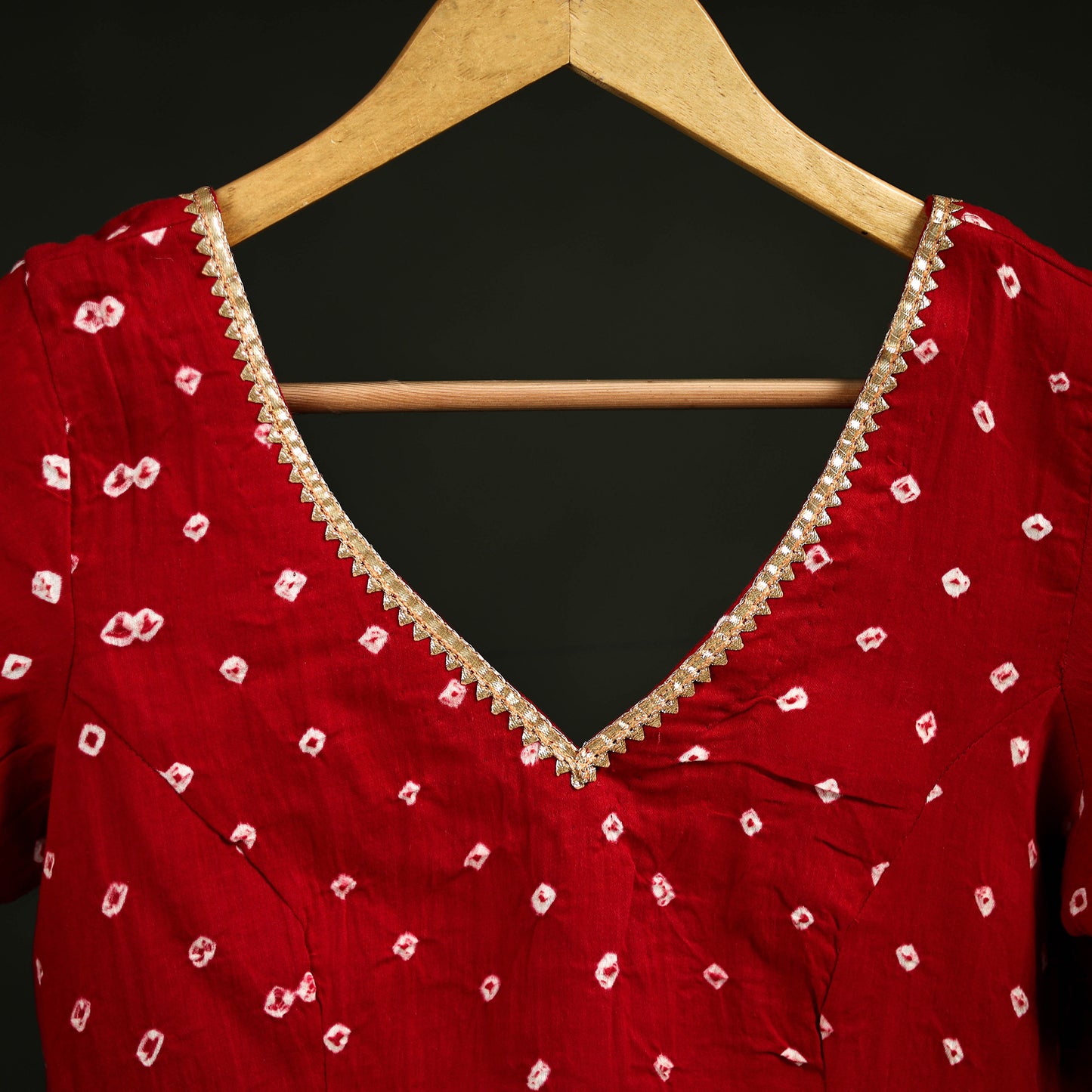 Bandhani Tie-Dye Cotton Readymade Blouse with Gota Work 01