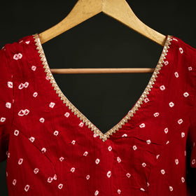 Bandhani Tie-Dye Cotton Readymade Blouse with Gota Work 01