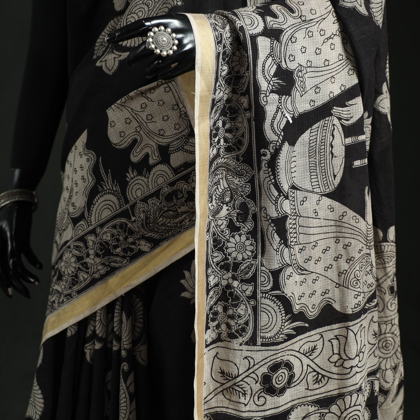 Kota Doria Cotton Printed Kalamkari Saree 02