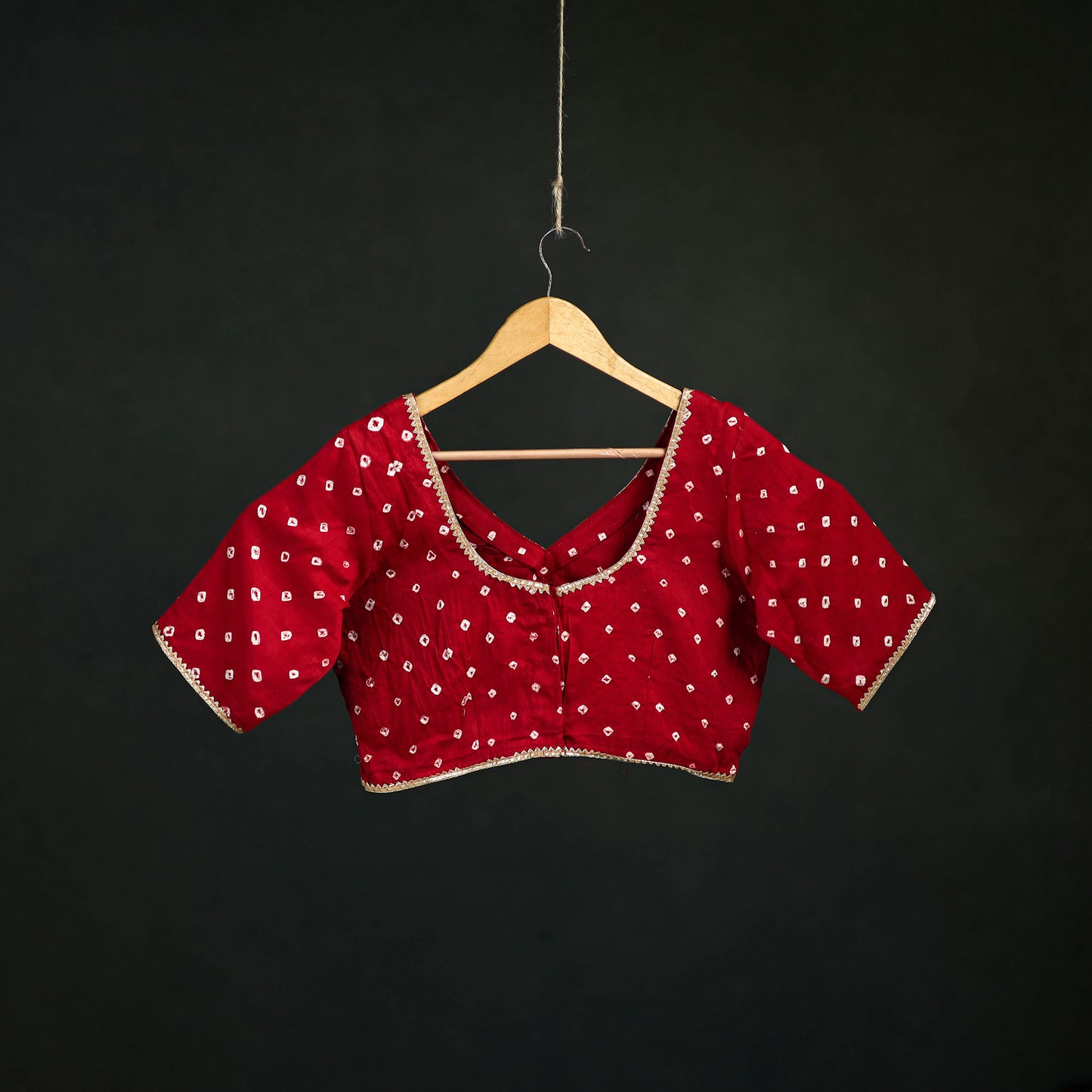 Bandhani Tie-Dye Cotton Readymade Blouse with Gota Work 01