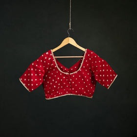 Bandhani Tie-Dye Cotton Readymade Blouse with Gota Work 01