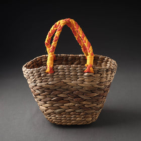  Brown Handcrafted Organic Water Hyacinth Magnificent Basket 