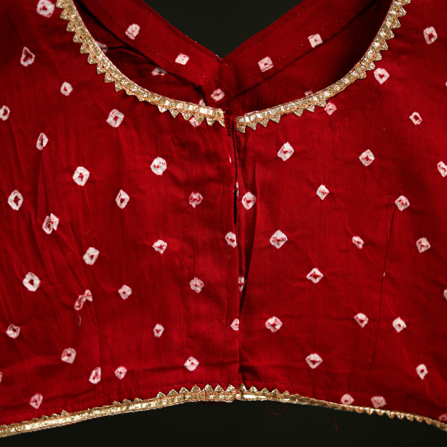 Bandhani Tie-Dye Cotton Readymade Blouse with Gota Work 01