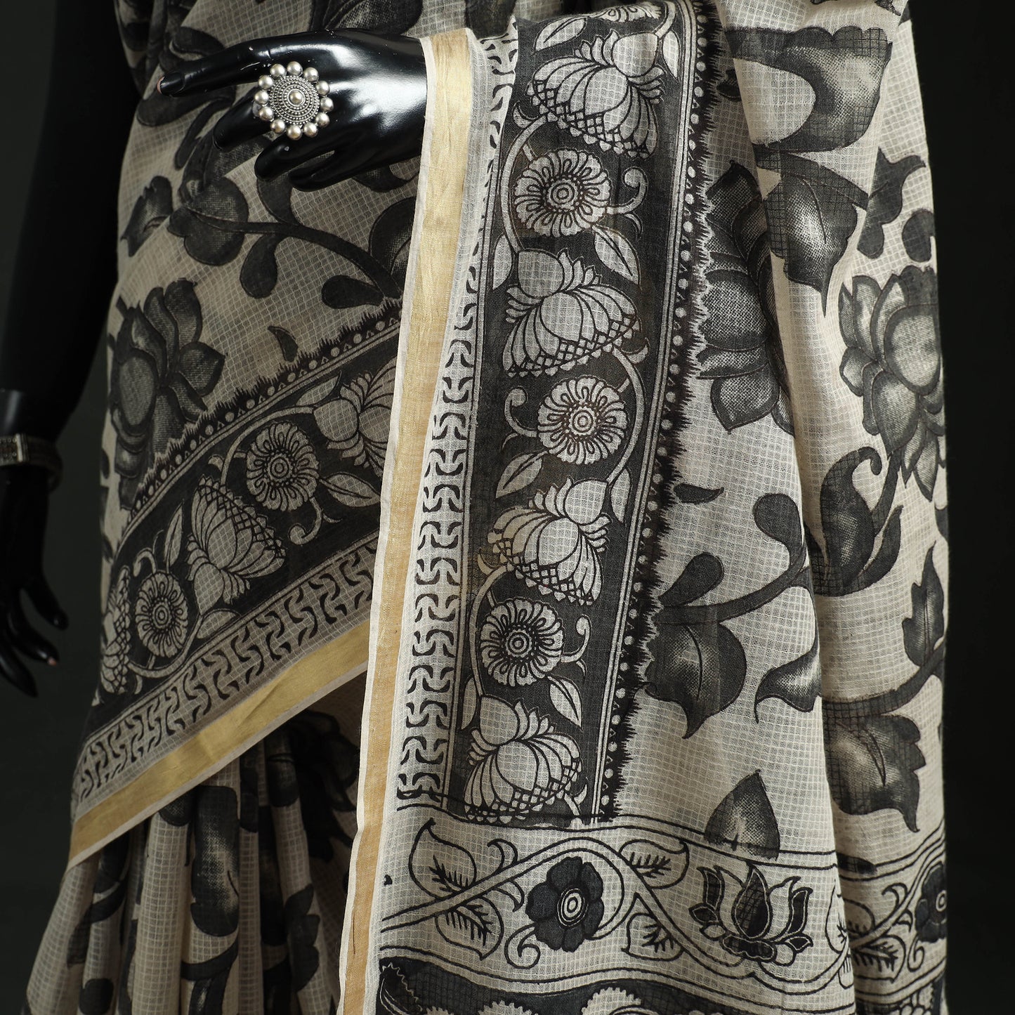 Kota Doria Cotton Printed Kalamkari Saree 03