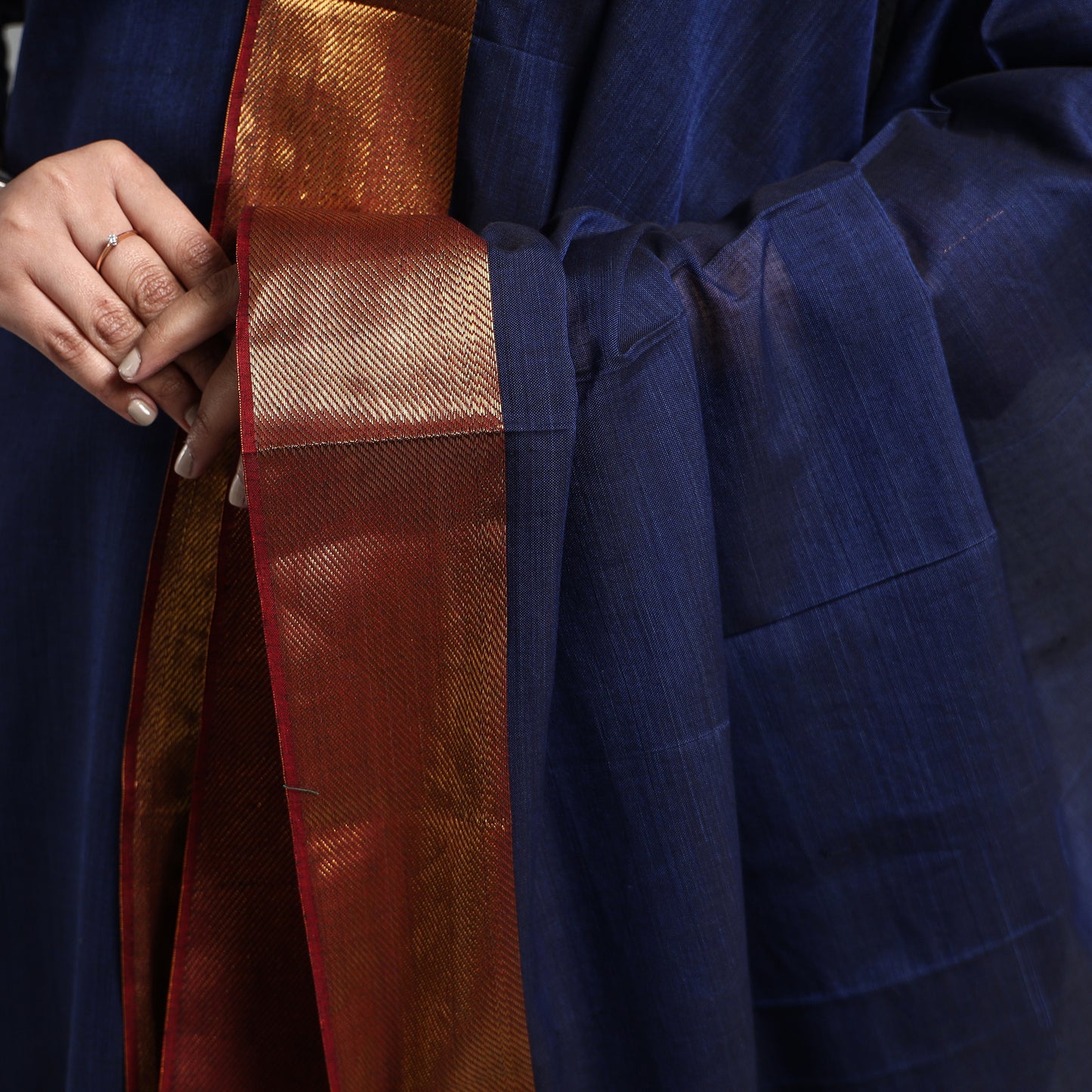 Navy Blue - Dharwad Cotton Kurta with Palazzo & Dupatta Set