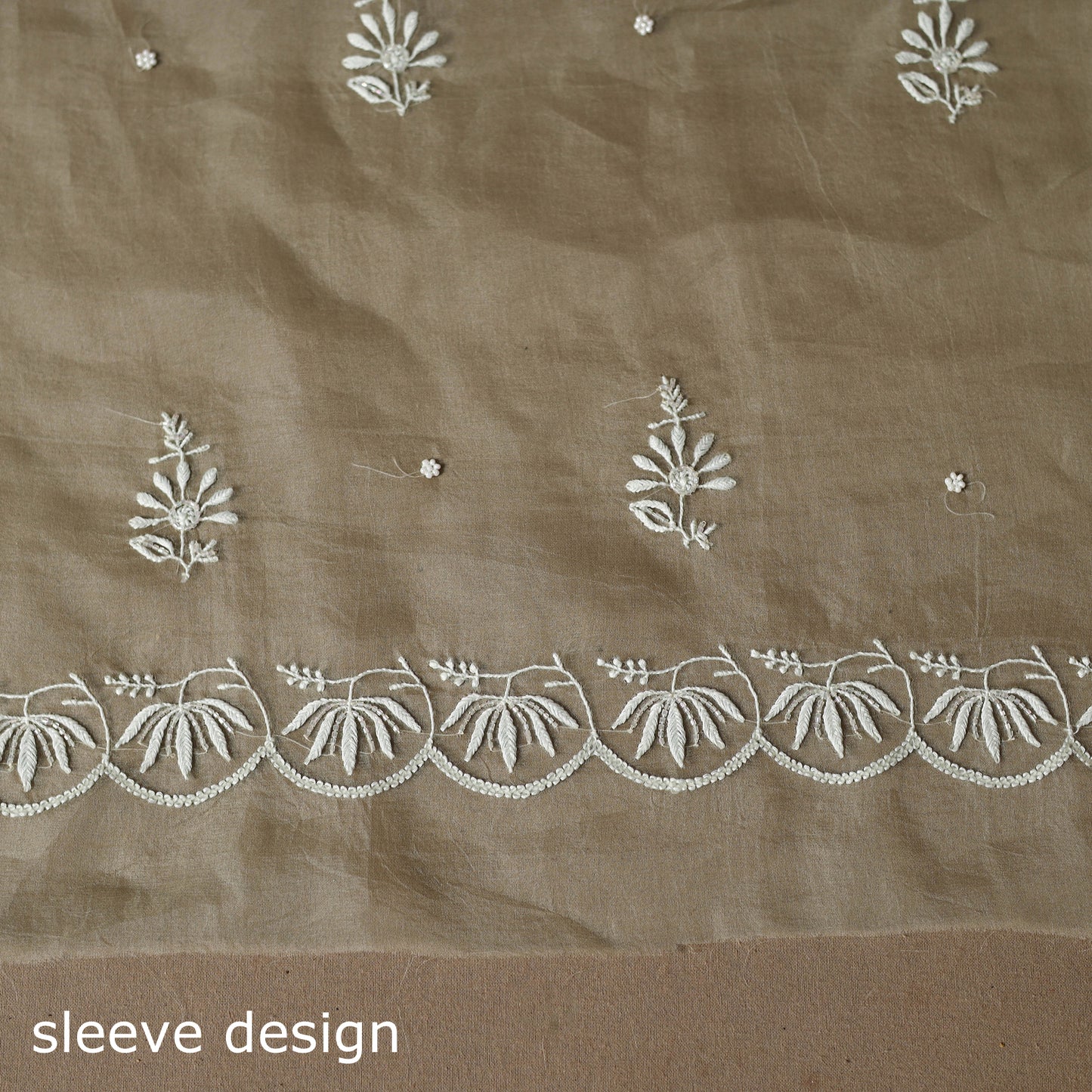 Green - 2pc organza silk unstitched hand beads work heavy