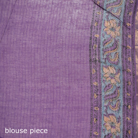 Purple - Sanganeri Hand Block Print Kota Doria Cotton Saree 07