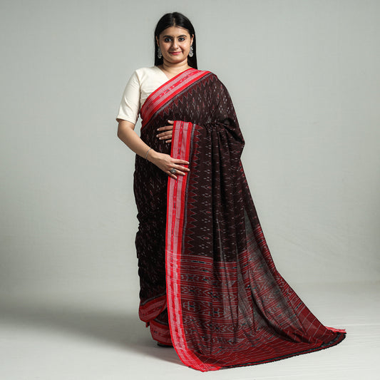 Maroon - Khandua Ikat Weave Handloom Cotton Saree