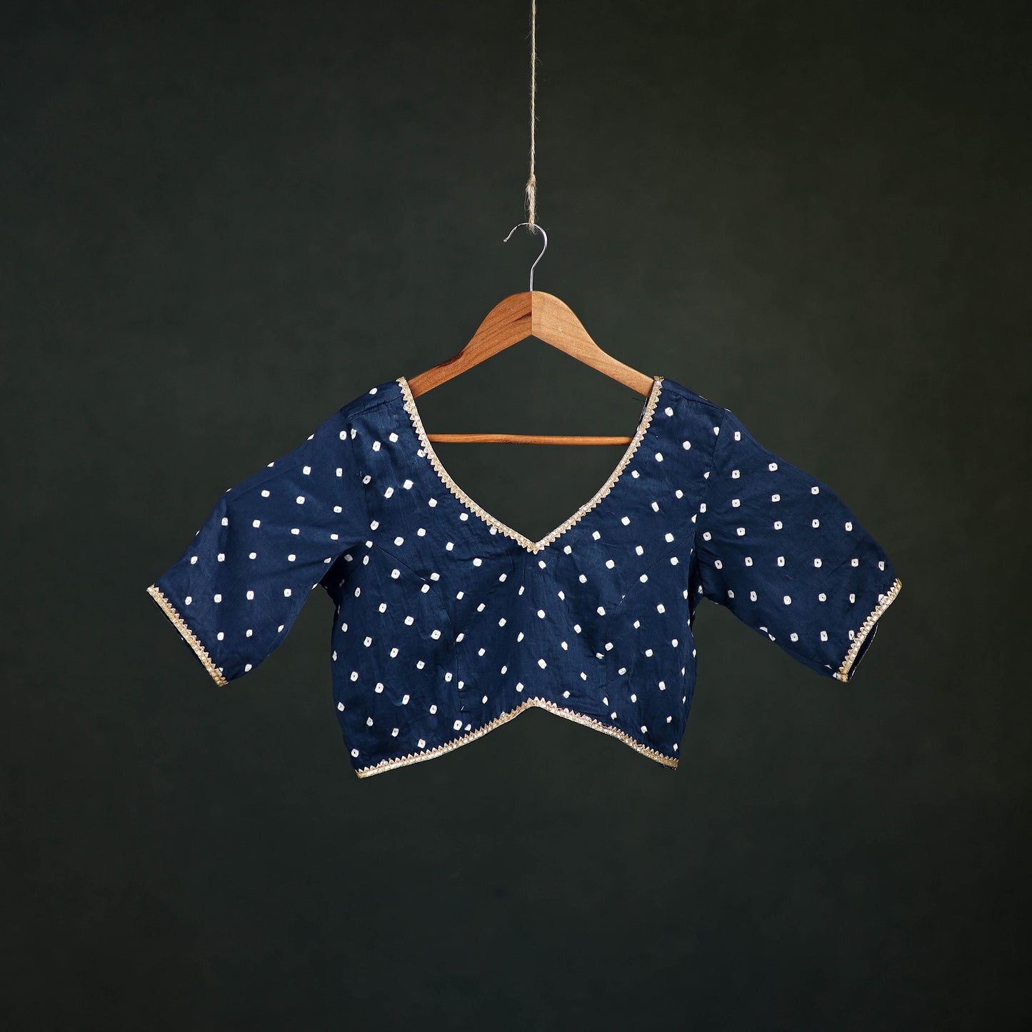 Bandhani Tie-Dye Cotton Readymade Blouse with Gota Work 02