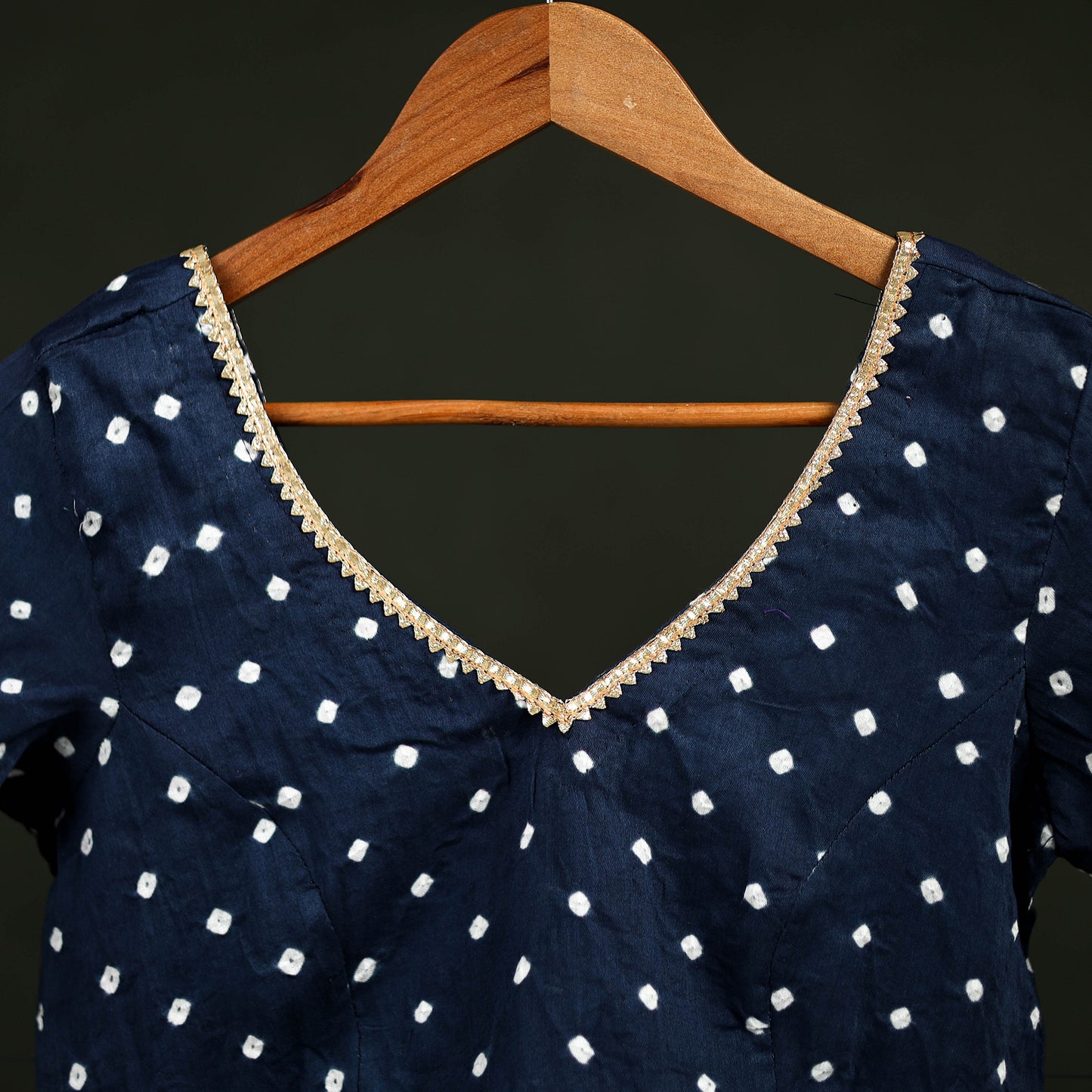 Bandhani Tie-Dye Cotton Readymade Blouse with Gota Work 02