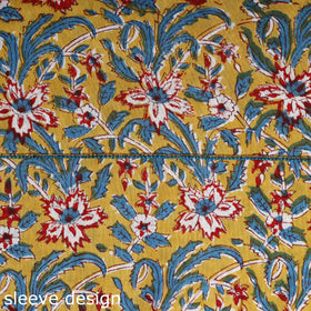  Embroidered Sanganeri Block Print Cotton Kurta Material with Beads - 2.5 Meter 