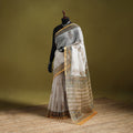 White - Sanganeri Hand Block Print Kota Doria Cotton Saree 09