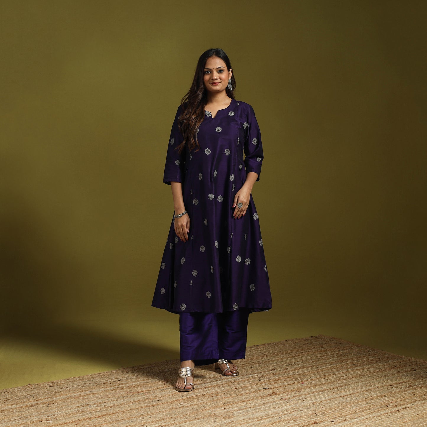 Spun Dupion Viscose Silk Thread Buti 2pc Kurta Set for women 01