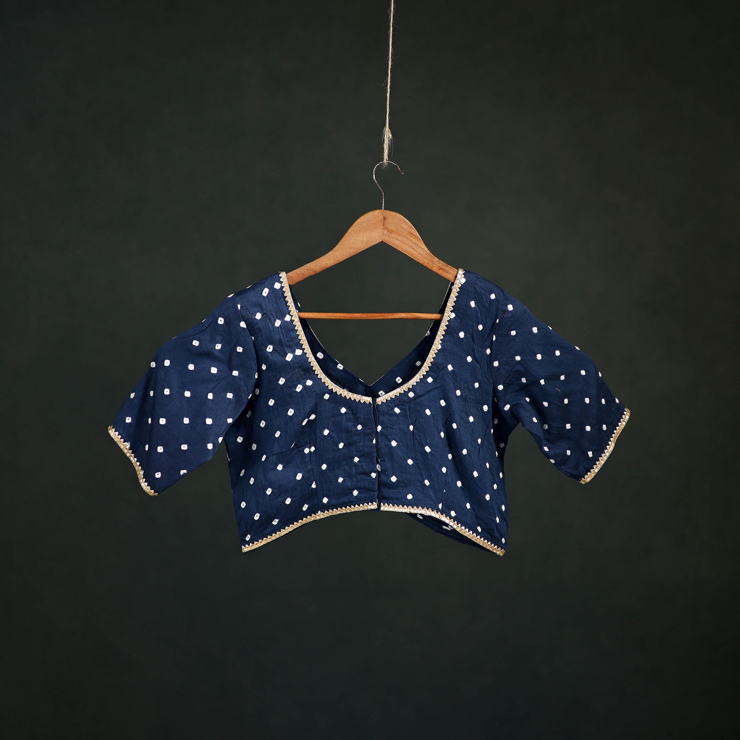 Bandhani Tie-Dye Cotton Readymade Blouse with Gota Work 02