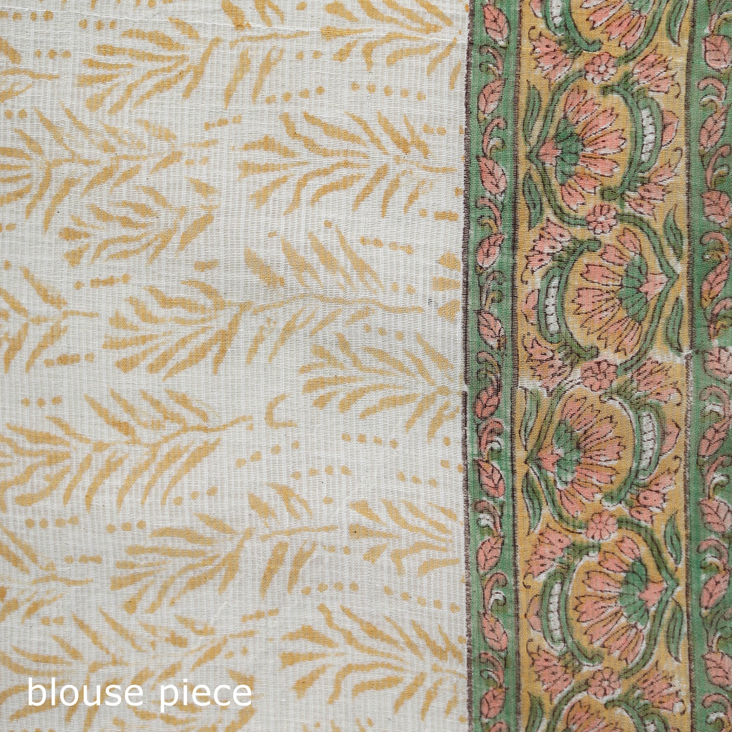 White - Sanganeri Hand Block Print Kota Doria Cotton Saree 09