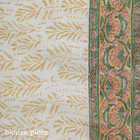 White - Sanganeri Hand Block Print Kota Doria Cotton Saree 09