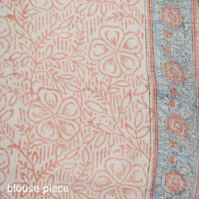 Blue - Sanganeri Hand Block Print Kota Doria Cotton Saree 10