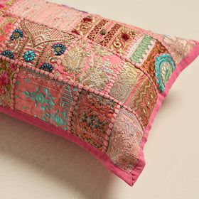 Hand Embroidered Khambadiya Patchwork Pillow Cover 01